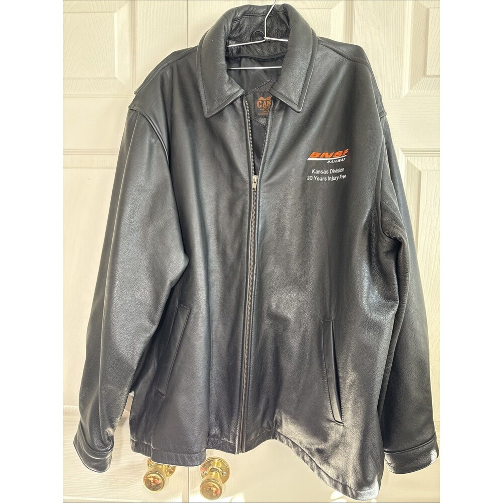 Canyon Outback Black Lamb Leather Coat Sz 3XL BNSF Railway Kansas 30 Years Safe